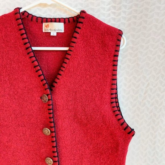 Vintage red wool vest - Picture 12 of 15